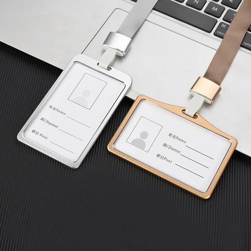 Aluminum Alloy Card Cover Men Women Business Work Name Card ID Badge Lanyard Metal Case Credit Card Holder Bags Protector