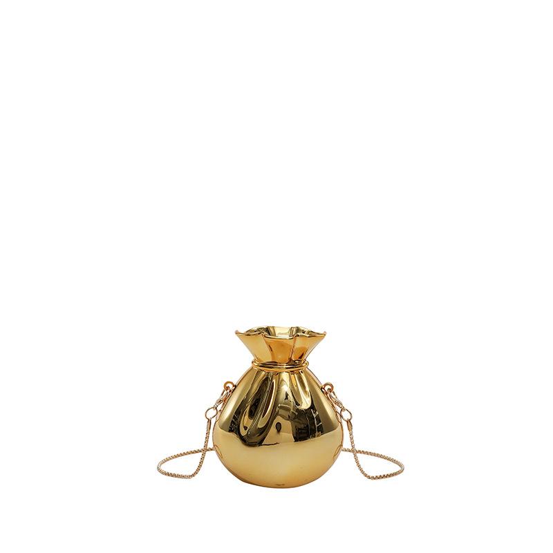 New lucky small gold bag acrylic bag shiny money bag chain crossbody mini bag