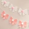 1Set Sweet Felt Bow Theme Banner Plush Ball Bow Bedroom Hanging Bunting Garlands for Kids Girl Birthday Baby Shower Party Decor