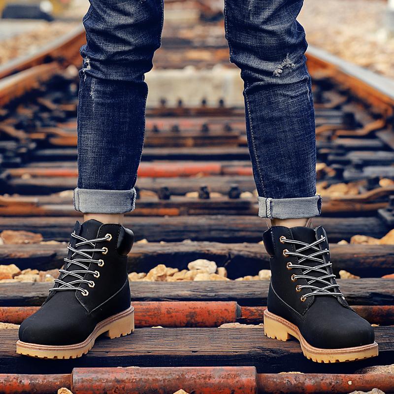 Men's Winter Boots, Casual Leather Short Boots, Snow Boots, Flat Boots, Fashionable and Comfortable British Style