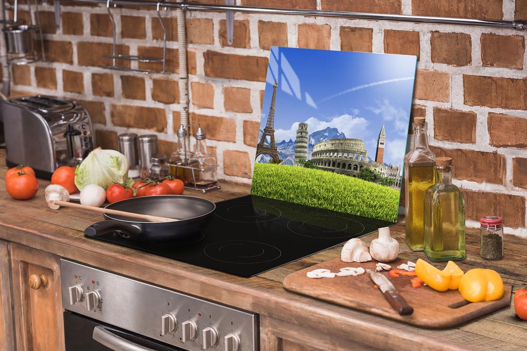 Glass protective plate for the stove 50x52 City
