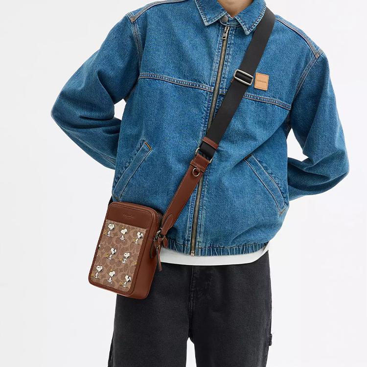 Coach X Peanuts Teri 16 Removable Shoulder Strap Printed Coated Canvas Crossbody Bag Small Men Bags Ochre CBK48-QBTAM
