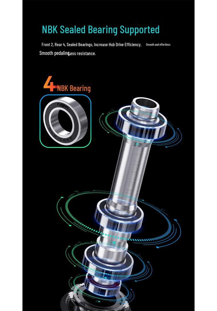 TANKE Mountain Bike 4-Bearing Hub: Quick Release Thru Axle, Iridescent Aluminum Alloy.