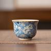 Ru Kiln Teacup Porcelain Tea Cup Blue Flower Pattern Ceramic Tea Mug Personal Use Traditional Chinese Kung Fu Tea Set HomeOffice