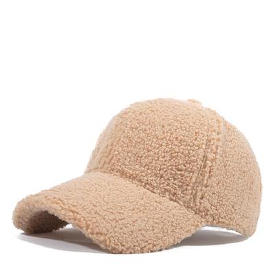 Unisex Korean Style Thickened Lamb Wool Baseball Cap for Autumn and Winter - Solid Color, Warm, Casual Outdoor Hat