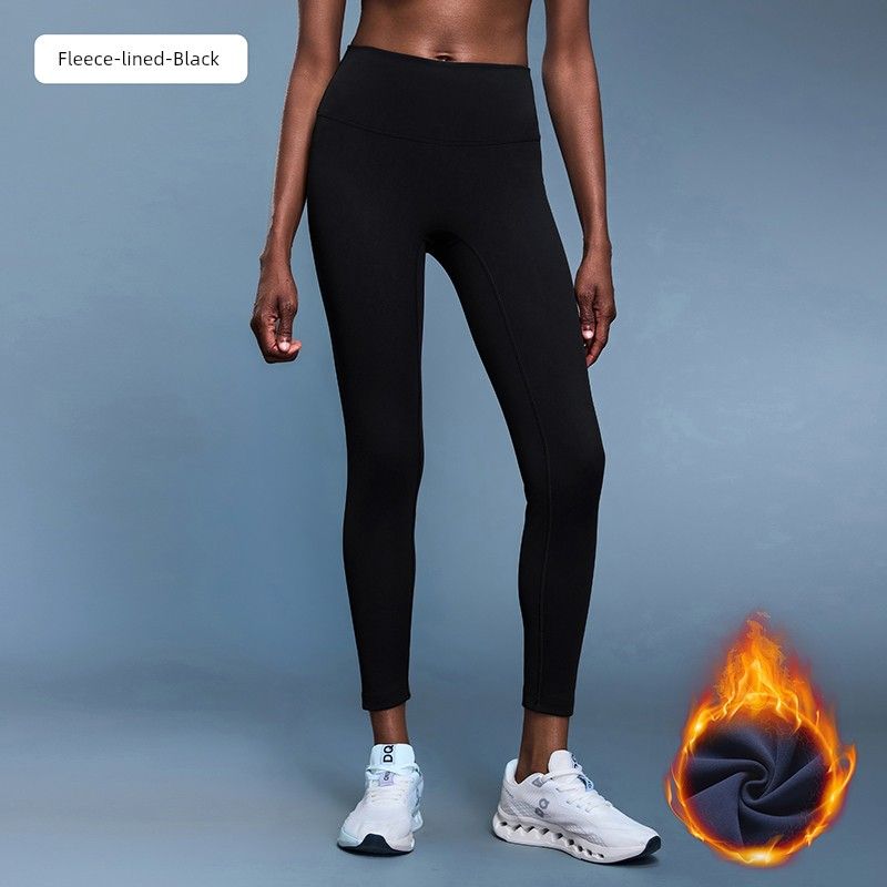 

Lu Same Outdoor Cycling Yoga Pants Female Fall and Winter Fleece-lined Heattech Skinny Ankle-Length Pants High Waist Hip Raise Fitness Pants Black 4/S