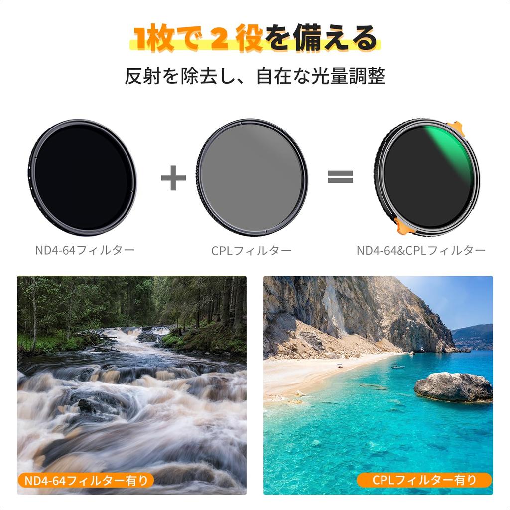 Concept 49mm Variable ND Filter Filter 2in1 Multifunctional Filter 28 Layer Nano Coating On Both Sides Waterproof and Oil Repellent Scratch Prevention