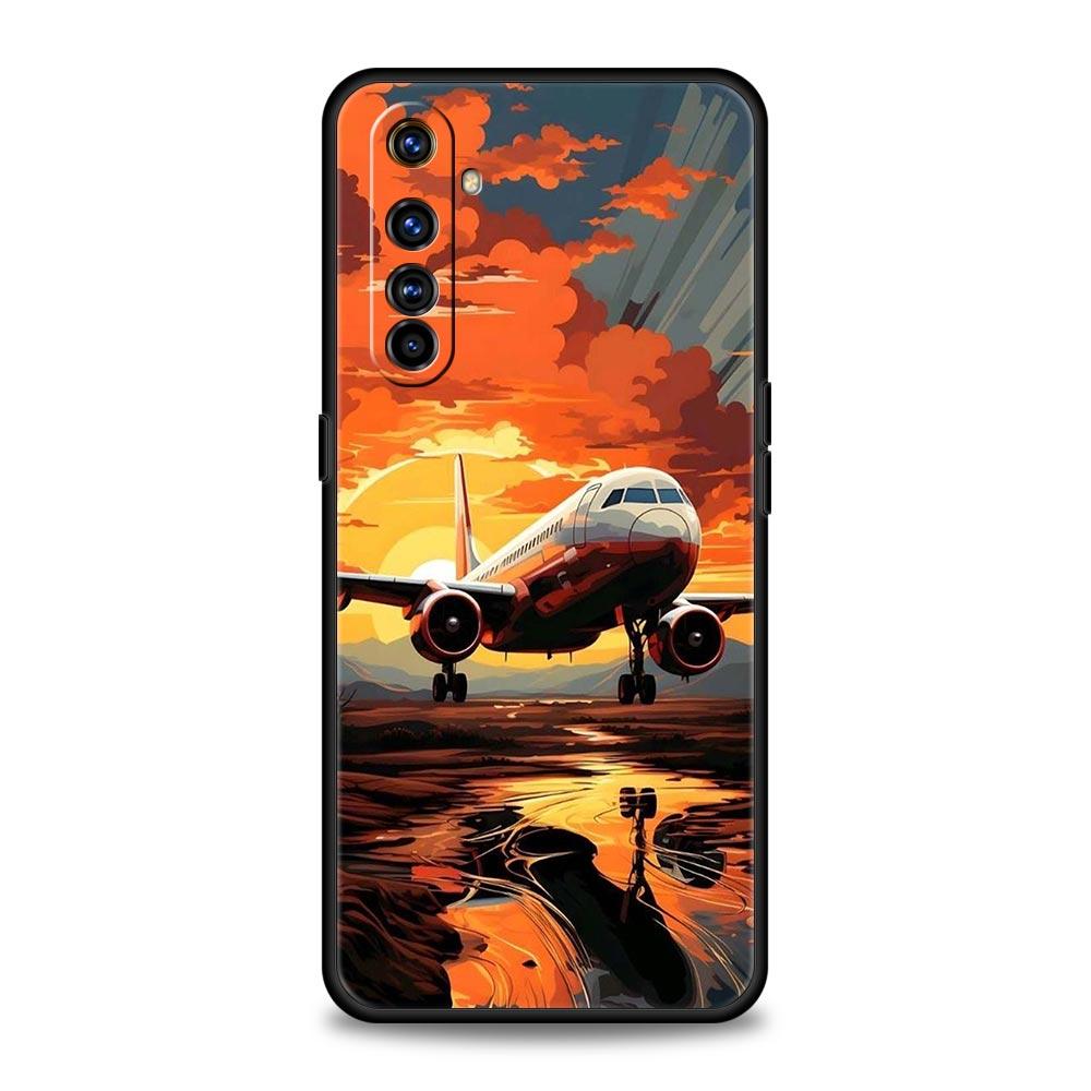 Travel-Nspired Airplane Route Soft TPU For Realme 13 12 11 10 9 Pro Plus GT3 GT2 C21 C25 C35 C53 C55 C67 Pro 5G Phone Case Cover