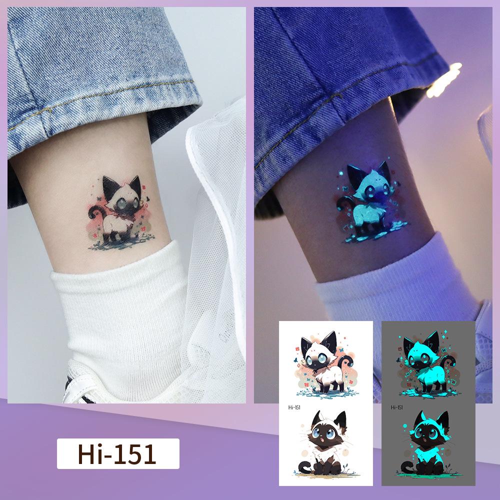 Rikalong Blaue Leuchtende Tattoo-Aufkleber: Niedliche Tierdesigns für Haustiere & Festivals