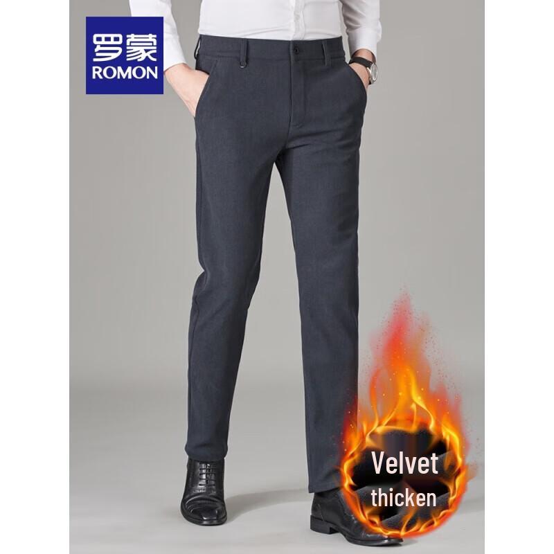 

ROMON Men s Fleece Lined Business Casual Straight Leg Pants 38