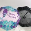 1pc Mermaid Happy Birthday Automatic Folding Umbrella, Heavy Duty 8 Rib Iron Frame,  Suitable for Travel, Daily Use, Birthday, Decor Gift m0104036