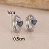 Charm Female Black Enamel Cute Love Heart Hoop Earrings Silver Color Simple Wedding Jewelry For Women
