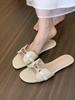 One-word Slippers Women's Summer Wear 2025 New Korean Version Fairy Casual Large Size Retro Flat-bottomed Beach Sandals