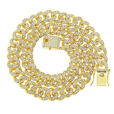 Halskette Kette Zirkonia Schlichte 12mm Kihei Halskette Miami Kubanische Kette Zirkonia 14K vergoldet CZ Diamant Dicker Kihei Glieder Choker Hip Hop Rapper