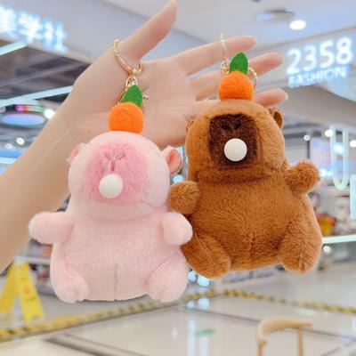Cute Cartoon Capybara Plush Keychain Creative Toy Doll Car Keyring Backpack Decoration Gifts