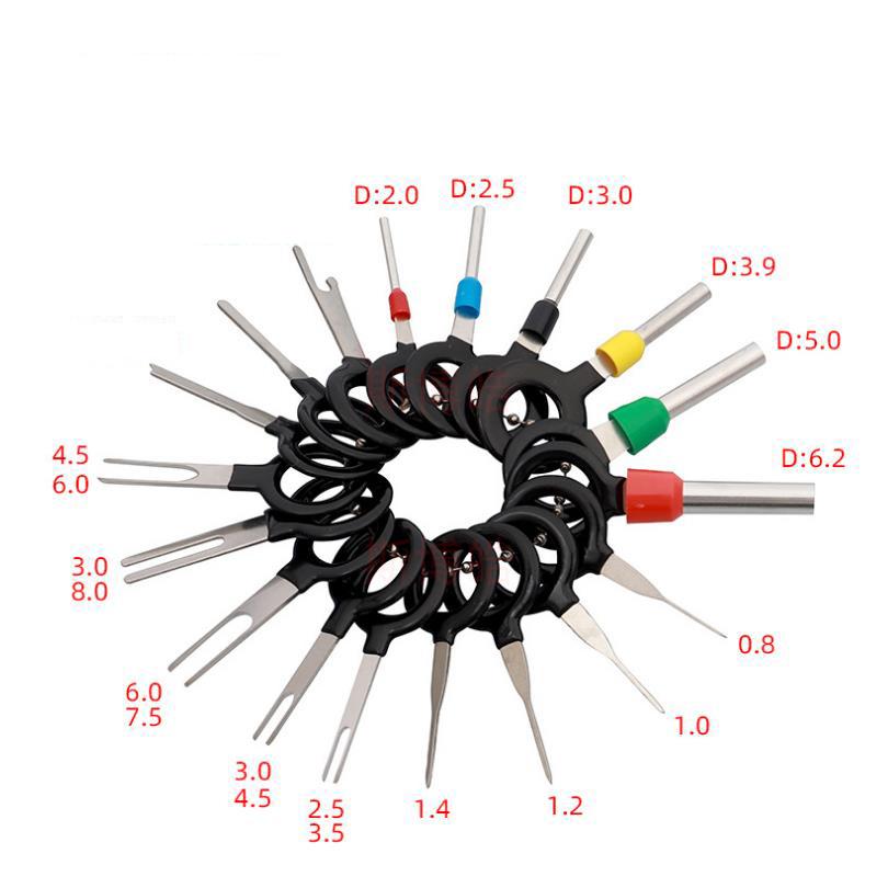 

Инструмент для снятия автомобильных клемм, набор экстракторов контактов обжимных разъемов электрических проводов автомобиля, инструменты для снятия штифтов, 11/18 шт./набор 11pcs set