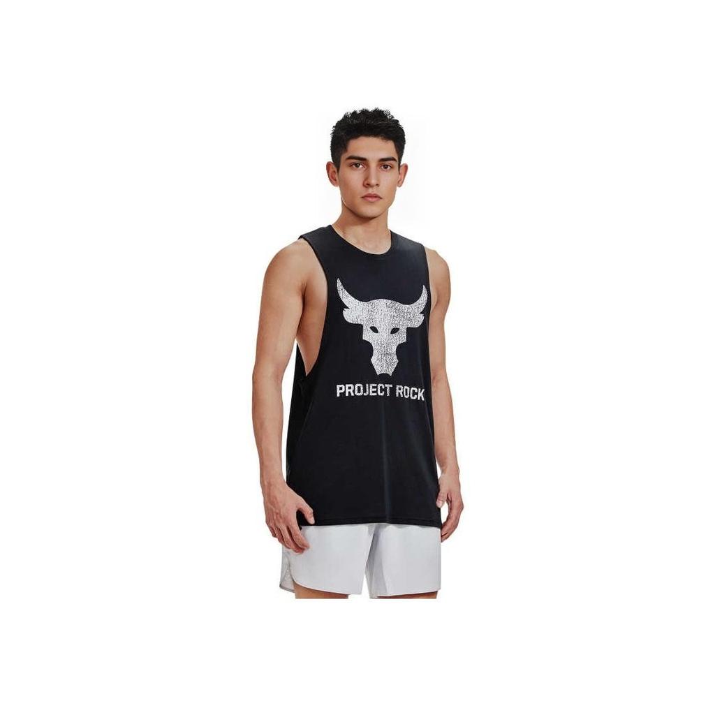 Under Armour Project Rock Letter Logo Print Training Sleeveless T-Shirt Men Black 1373787-004