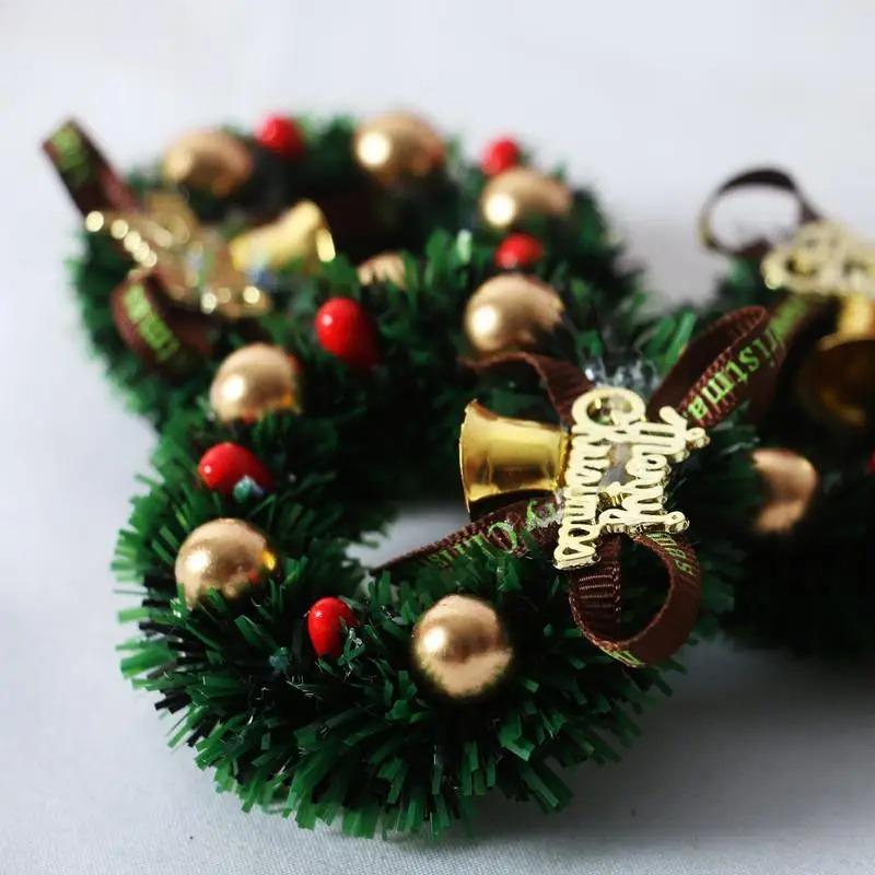 1Pc  6CM Dollhouse Miniature Mini Christmas Garland Wreath Model Dollhouse Decor Accessories