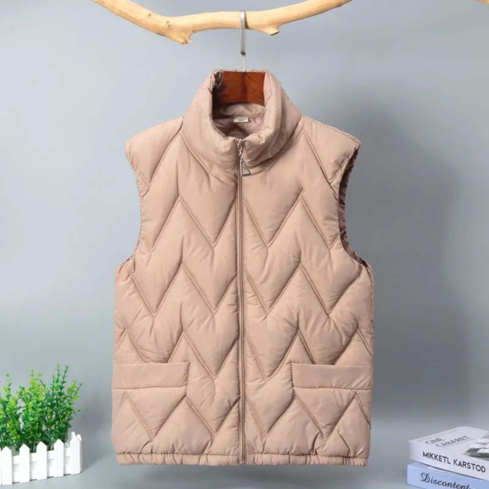 

Женская хлопковая жилетка-куртка XXXL светло-коричневого