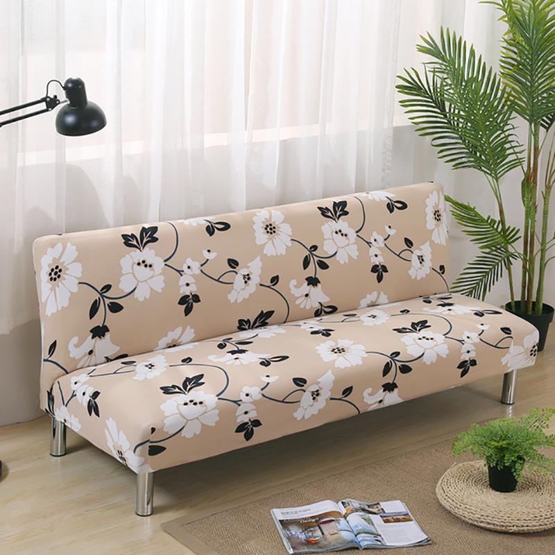 Meijuner Printed Sofa Bed Cover Universal Size Armless Sofa Bed Covers Tight Wrap Slip-resistant Elastic Stretch Slipcovers