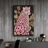 Canvas Painting Pink Leopard Abstract Botanical Leaf Animals Painting Modern Home or Living Room Decoration No Frame Wall Decor