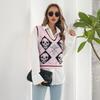 GMXIA Women's Fashion Casual Halloween Printing Autumn Winter Sleeveless V-Neck Knitted Vests