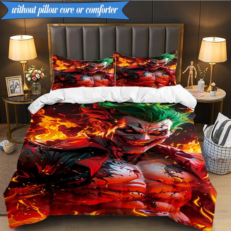 3PCS The clown's Fiery Rise Bedding Set,Including 1pc Duvet Cover And 2pcs Pillowcases Perfect for Bedroom, Dormitory, Fan Christmas gift