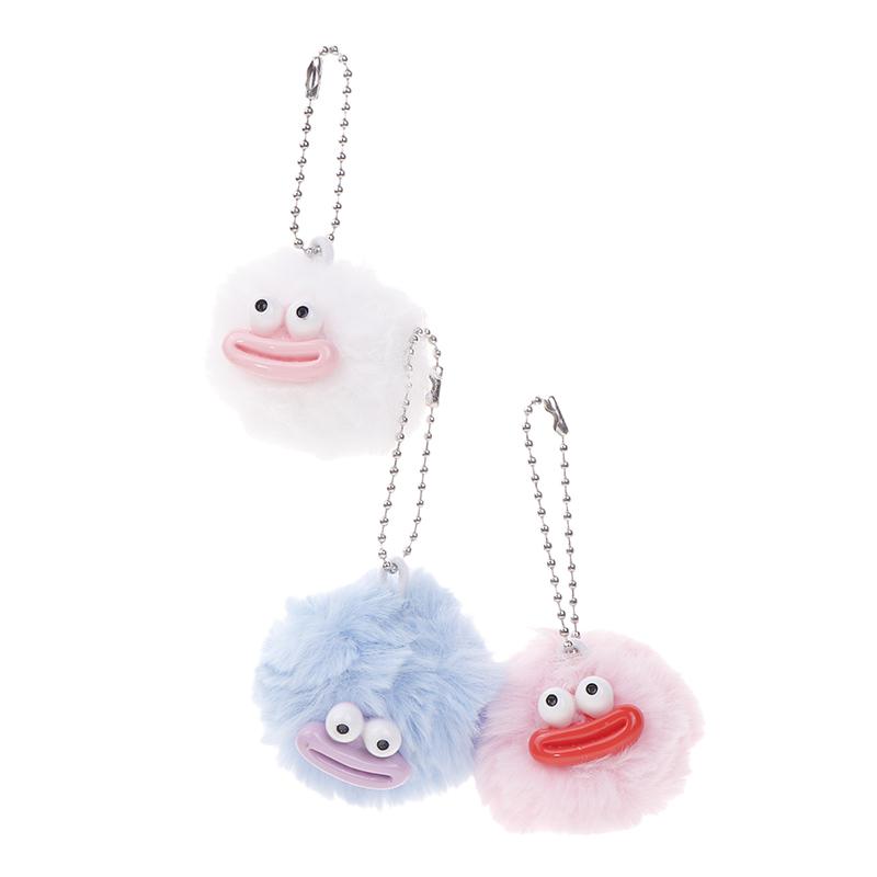 Cute Cartoon Sausage Mouth Hair Ball Key Chain Plush Funny Mini Big Mouth Doll Pendant Key Ring Backpack Bag Car Pendant