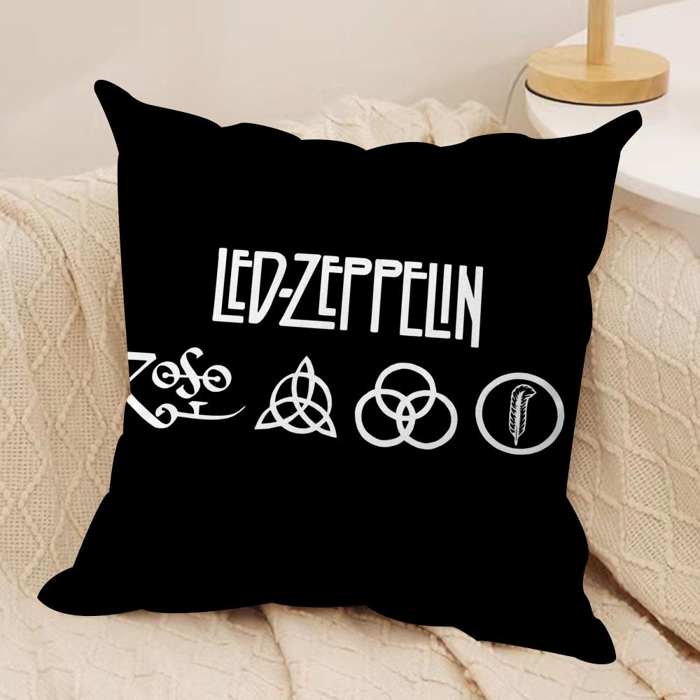 Band Lled Zzeppelin Cushion Cover Silky Short Plush Sofa Pillow Cover Hidden Zipper Soft Dustproof Case for Home Decor