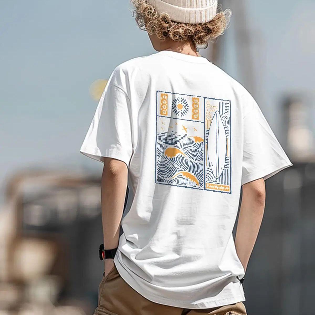 

Винтажные мужские футболки с принтом морской волны, повседневные летние новые брендовые хлопковые футболки с коротким рукавом, роскошные мужские топы в стиле хип-хоп, одежда XXXL белый