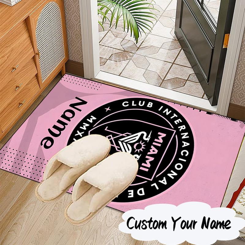 Custom Name International Miami Football Club Rug Game Carpet, Floor Mat for Bedroom Living Room Entryway Rug, Home Decor Gift for Christmas birthday