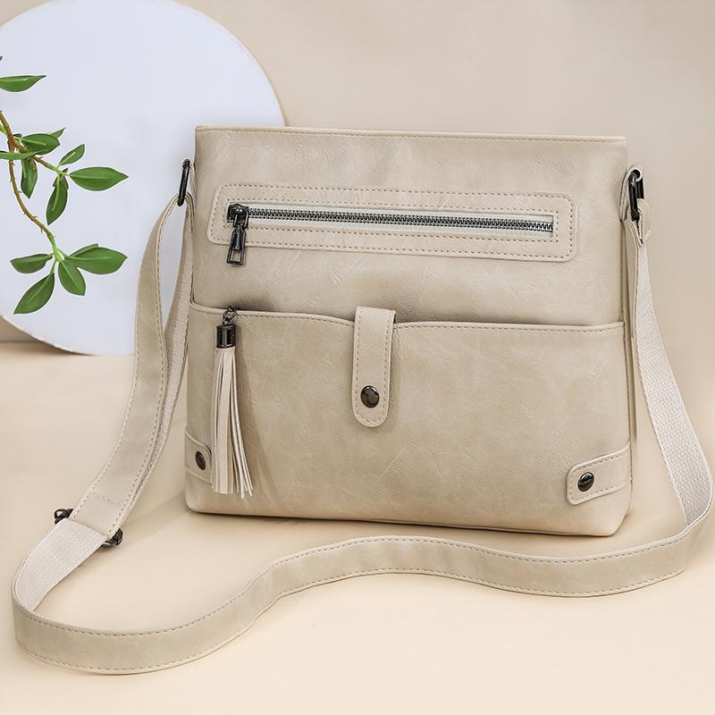 Torba Crossbody z Frędzlami Damska Torba na Ramię Miękka Skóra Torba dla Mamy Mała Kwadratowa Torba