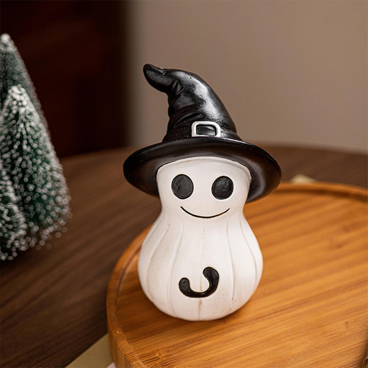 

Cute Smiling Wizard Resin Figurine - Spooky Halloween Desk Decor for Home Office, Witch Ghost Ornament чёрный