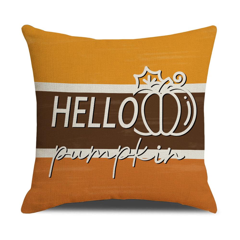 New Warm-toned Pillowcase Orange Maple Leaf Pumpkin Element Car Cushion Linen Waist Cushion Pillow