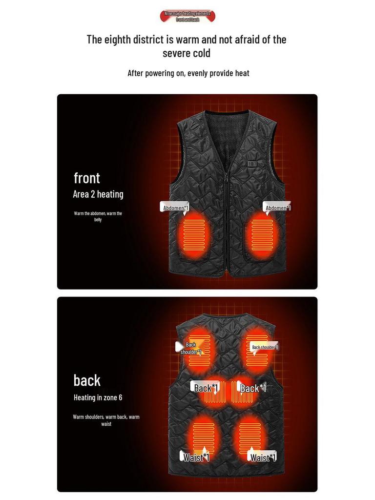 Dual Control USB Heated Vest - Couple Style, Constant Temperature, Cold Protection