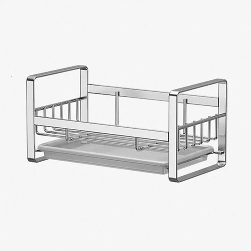 Égouttoir d'évier de cuisine en acier inoxydable, organiseur de rangement pour éponges, savon à vaisselle, étagère, organisateur de cuisine, accessoires de salle de bain