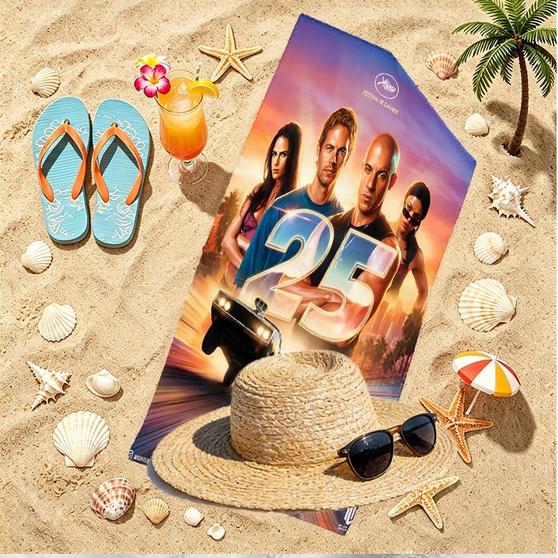 Fast & Furious Print Beach Towel, Versatile Lightweight Absorbent Beach Towel for Pool Surf Yoga Bathroom, Perfect Birthday Holiday Gift
