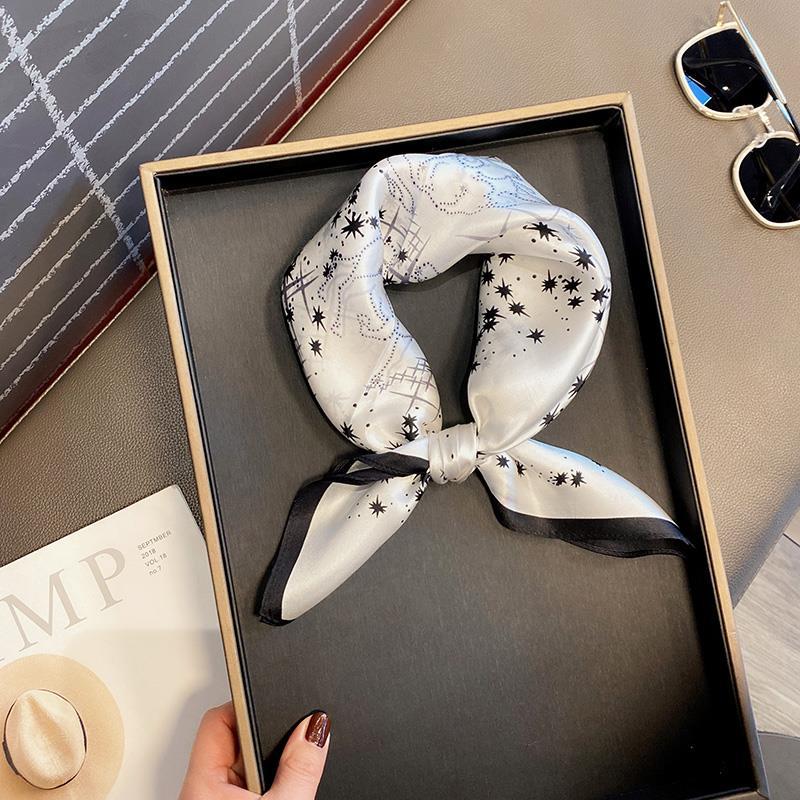 Cute polka dot silk mulberry silk scarf women's versatile small square scarf summer Korean version temperament decorative small scarf headband