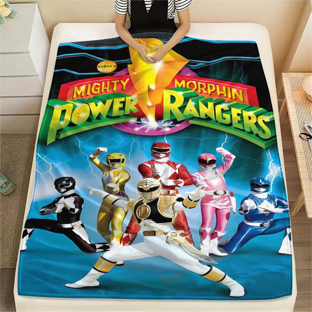 1 Stück Power Rangers Aufdruck Flanelldecke, Hohe Qualität, Bequem für alle Jahreszeiten, Heimdekoration, Wärme und Komfort, Perfekt für Geschenke