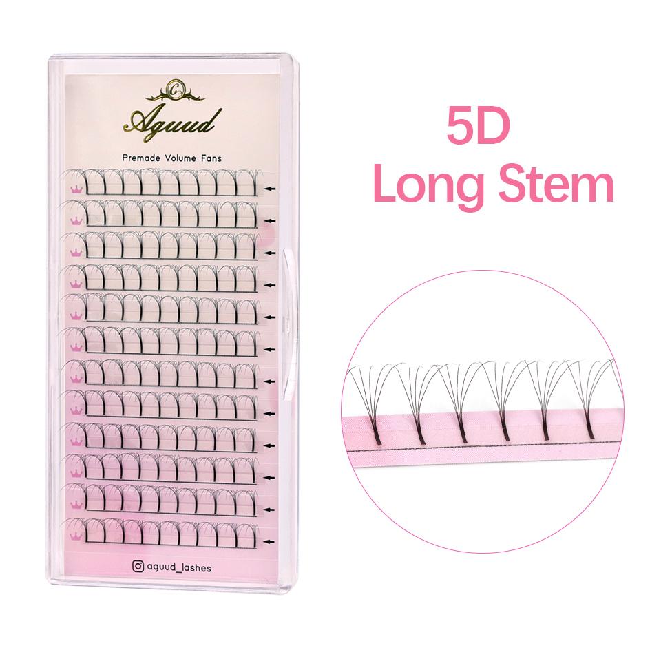 AGUUD 3D 4D 5D 6D Premade Volume Fans Short Stem Russian Volume Eyelash Extensions Soft Natural Long Stem Makeup Individual Lash