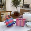 Bohemian Style PVC Vegetable Basket Bag Vacation Style Plastic Handbag Casual Beach Bag  Streetwear
