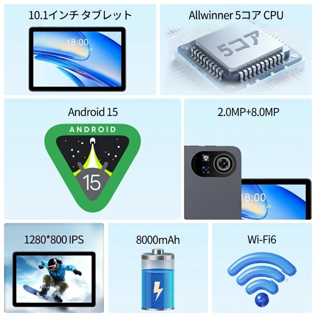 Android 6GB RAM 128GB storage 1TB expandable iPS case 10-inch Tablet, 5-core processor, + + storage, Wi-Fi 6, included.