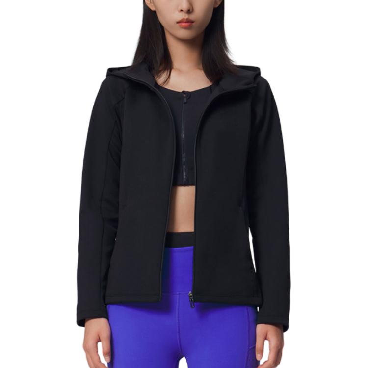 Saucony Breathable Windproof Warm Hooded Comfortable Long Sleeve Jacket Women jackets Black SA1259KJ01L-BK001