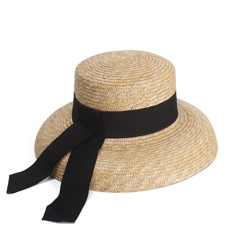 

2024 New Fashion Straw Hat Ladies Spring Summer French Elegant Retro Bell Big Brim Hat Versatile Sun Hat Beach Bow Sun Hat adjustable