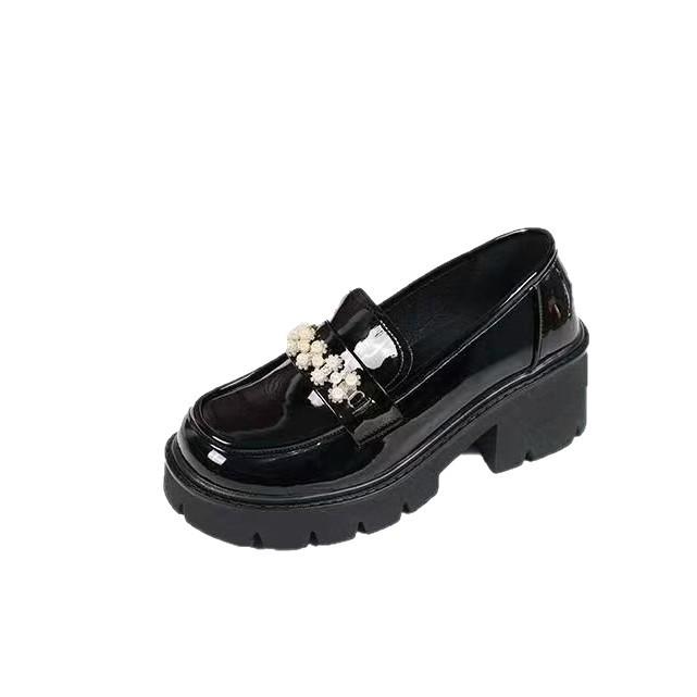 Thick-soled Versatile Heightening Loafers Women's 2025 Spring and Autumn New British Style Small Leather Shoes Soft Leather Soft-soled Mary Jane Shoes