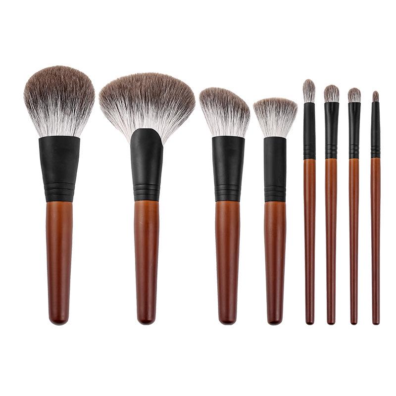 8-Piece Snow Fox Makeup Brush Set: Soft Powder, Stippling, Animal Hair Eyeshadow & Blending Brushes