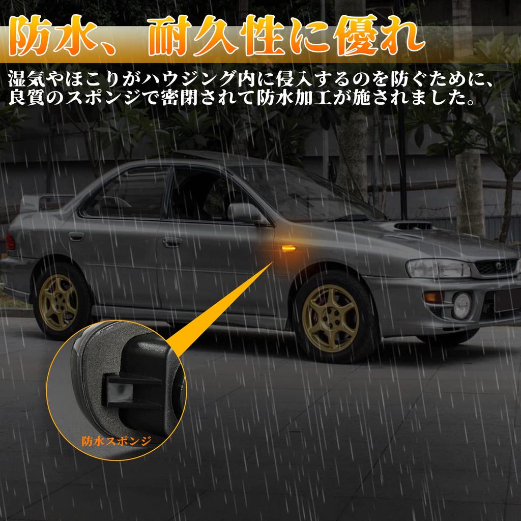 NEIFILES Side Marker LED Lights for Subaru Impreza GC, GM, and GF (1993-2001), Flowing Turn Signals, High Brightness (Sequential Smoked)