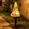 Energy Saving Outdoor Lighting Christmas Solar Garden Light, Santa Tree Resin Yard Stake Decor with Auto Sensor LED Landscape Warm Glow, Waterproof
