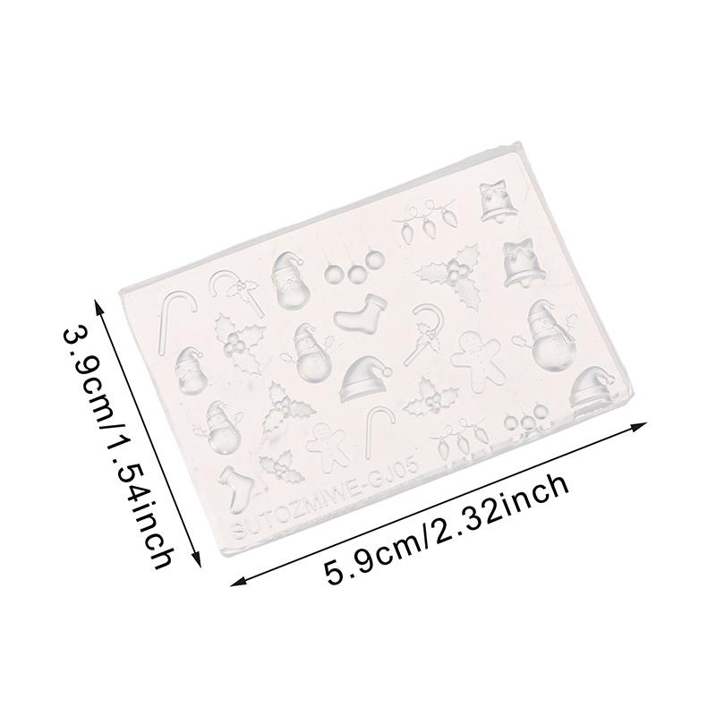 3D Silicone Nail Mold For Diy Nail Art Christmas Tree Snowman Bell Gingerbread Man Transparent Design Template Manicure Tool