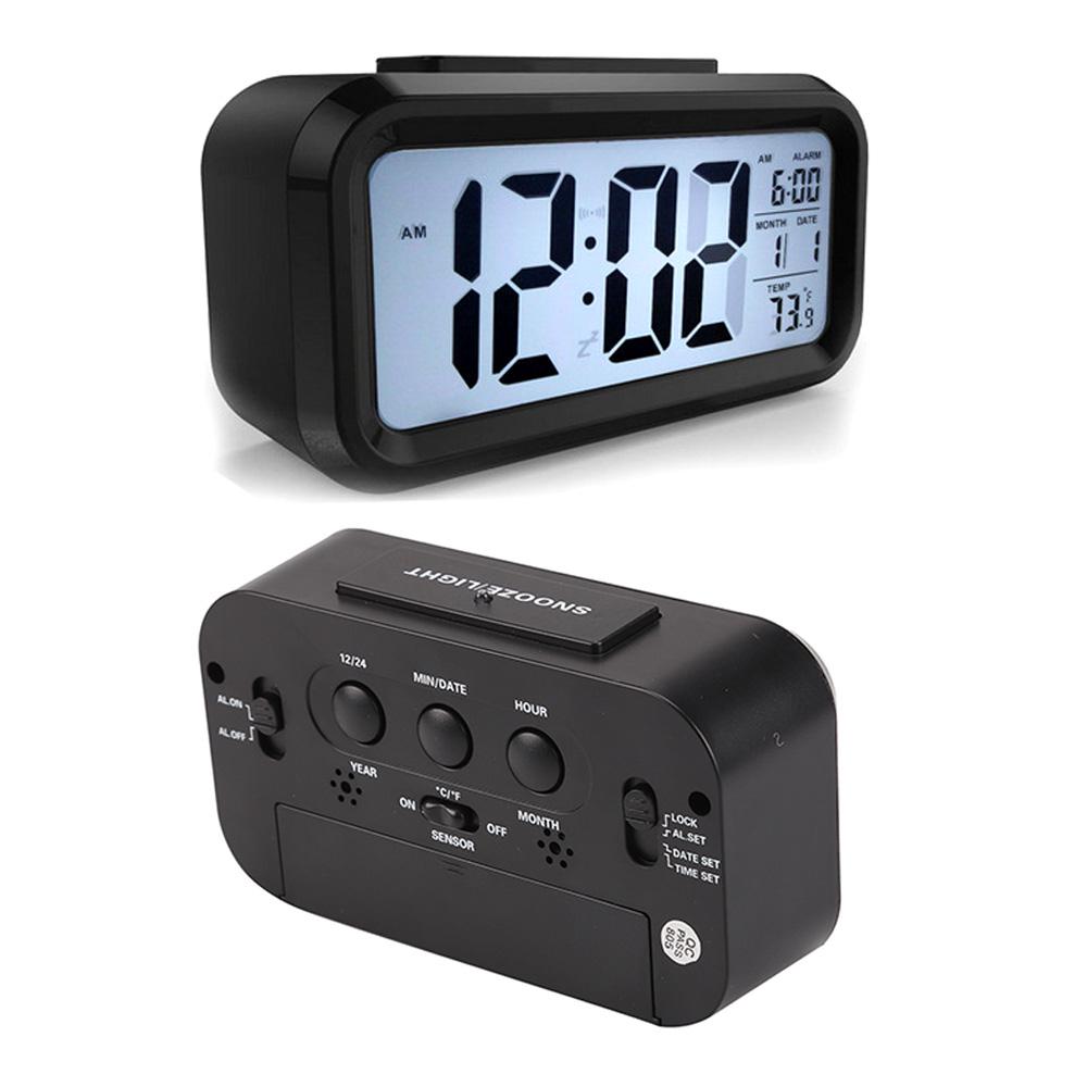Buy Digital LCD Snooze Electronic Alarm Clock with LED Backlight Light